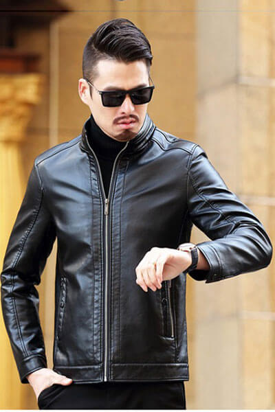 Simple Leather Jacket Black
