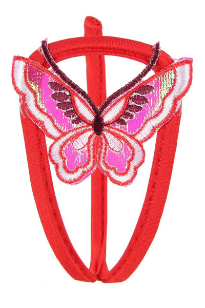 Red Butterfly Decoration C-String Underwear For Women
