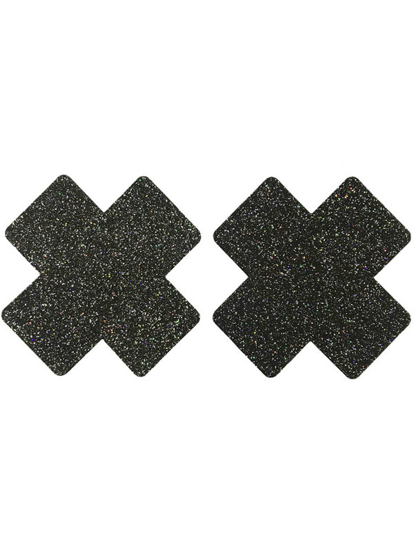 Black Glitter Cross Nipple Cover