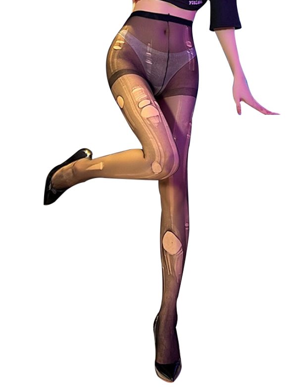 Black Fishnet Pantyhose with Hole Decoration