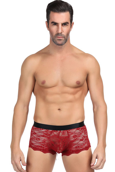 Red Lace Strappy Panty For Men